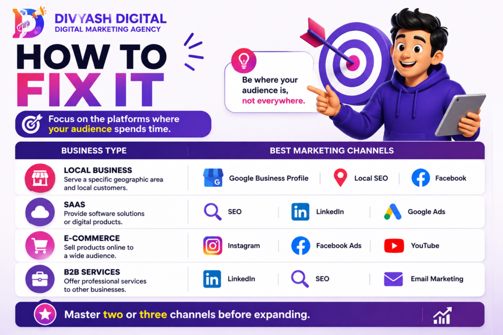 How to Fix It Focus on the platforms where your audience spends time.